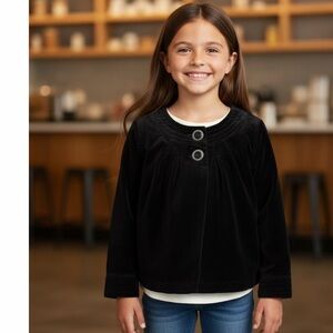 Carter’s Black‎ Velvet Jacket Girls Size 5 | Floral Lined Button Front Coat